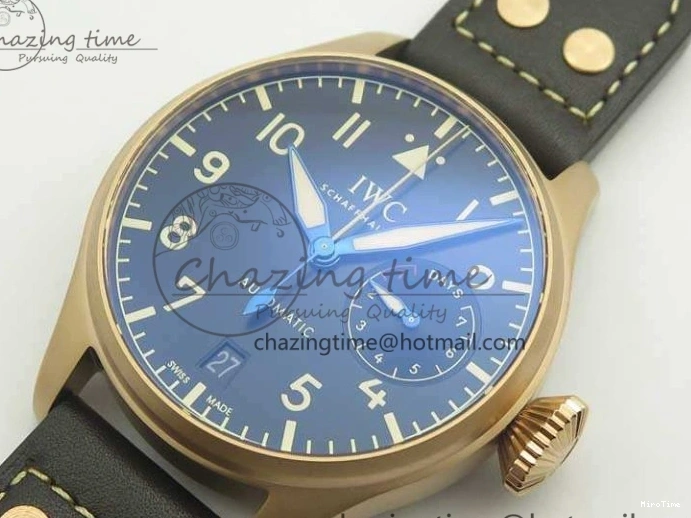MIROTIME 0503 Big Pilot IW510301 Satin-Polished RG YLF Best Edition Black Dial On Leather Strap A Flexible 7222